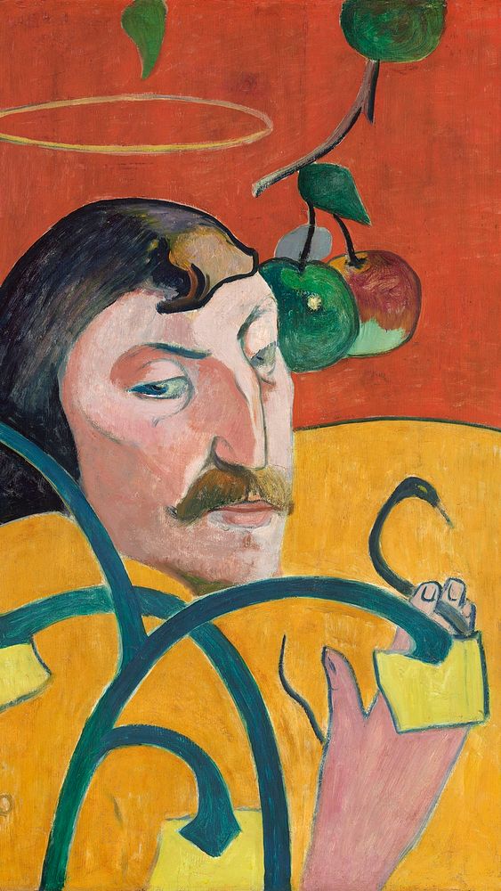 Gauguin art iPhone wallpaper, mobile background, Self-Portrait famous painting