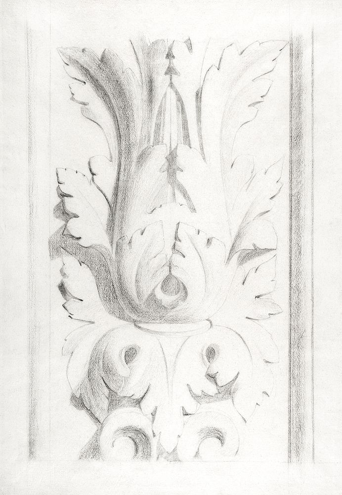Architectural Motifs: Double Acanthus Fleuron (ca.1875) by Georges Seurat. Original from The MET Museum. Digitally enhanced…