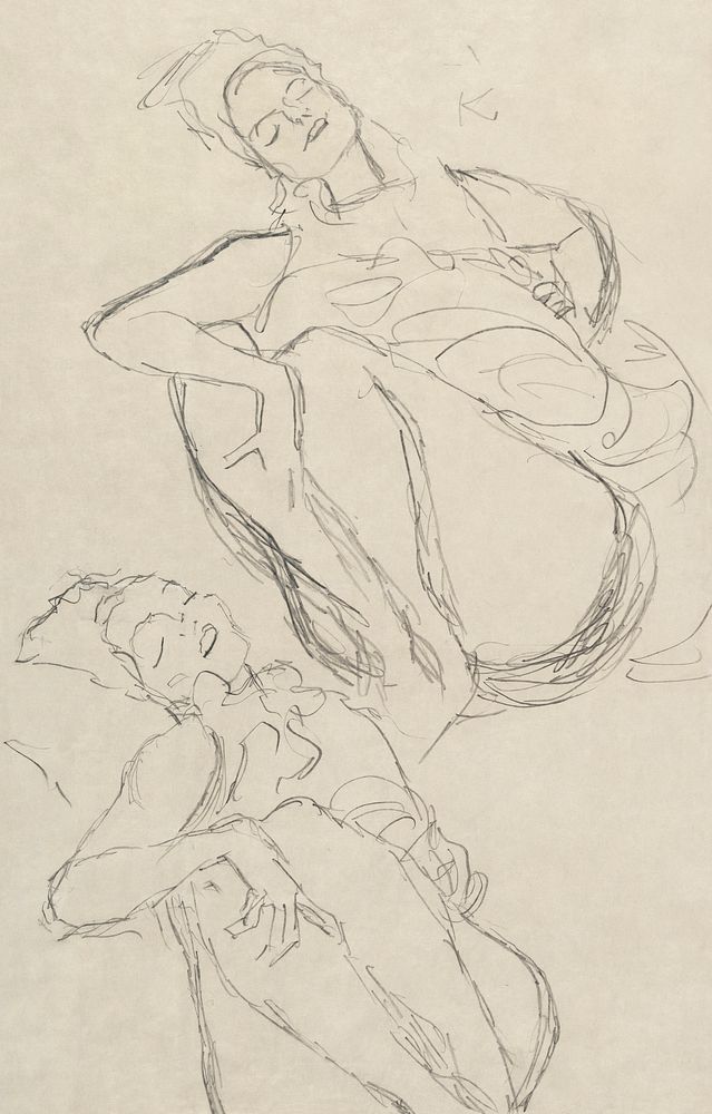 Two Studies for a Crouching Woman (ca. 1914&ndash;1915) by Gustav Klimt. Original from The MET Museum. Digitally enhanced by…