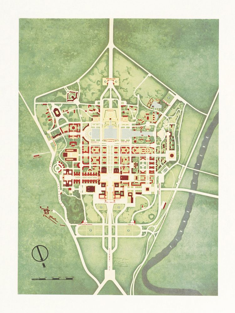Color plan of the 1942 Rome World's Fair (1939) by Arti grafiche Pizzi & Pizio. Original from The Beinecke Rare Book &…