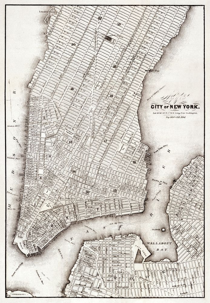 Map of the city of New York (ca. 1850) from Library of Congress Geography and Map Division Washington. Original from Library…