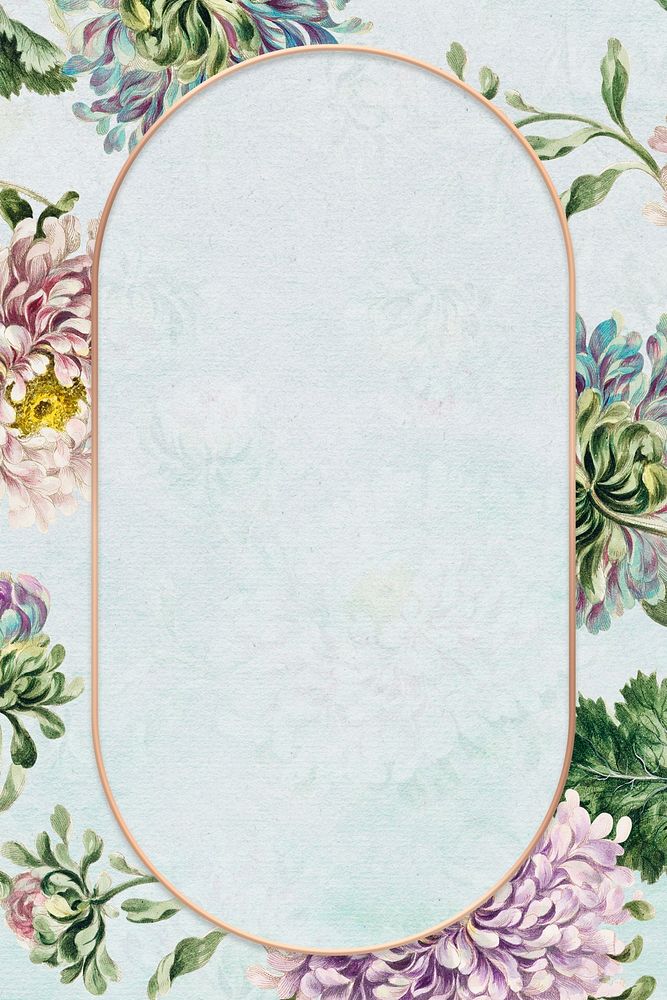 Vintage china aster flower frame design element