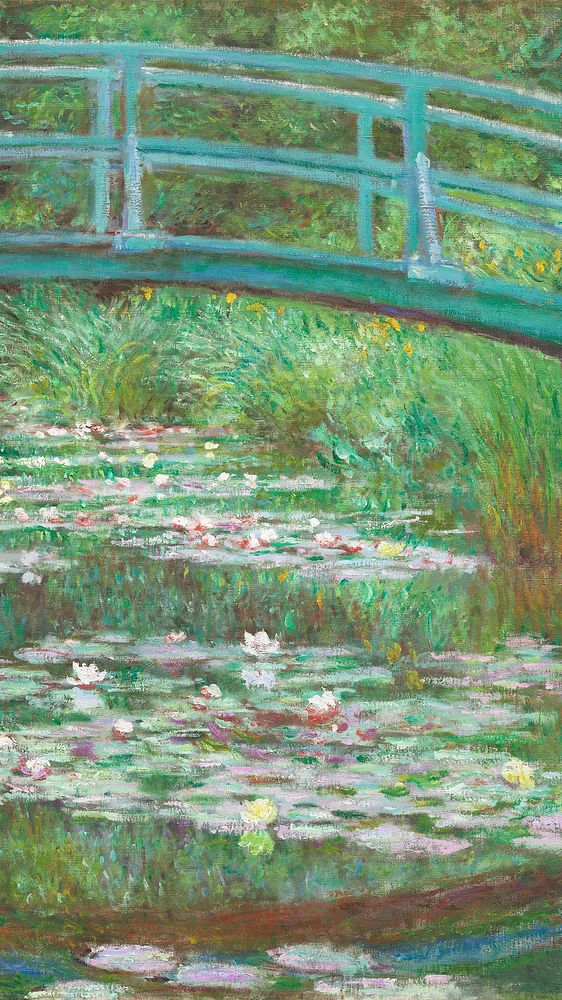 Monet iPhone wallpaper, phone background, The Japanese Footbridge famous painting