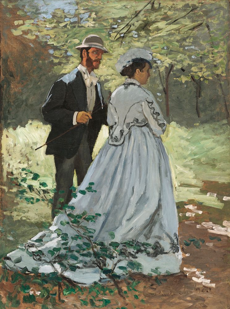 Bazille and Camille (1865) by Claude Monet. Original from the National Gallery of Art. Digitally enhanced by rawpixel.