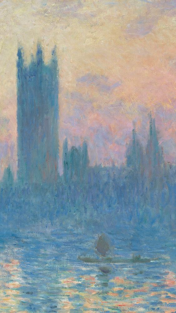 Monet iPhone wallpaper, phone background, The Houses of Parliament famous painting