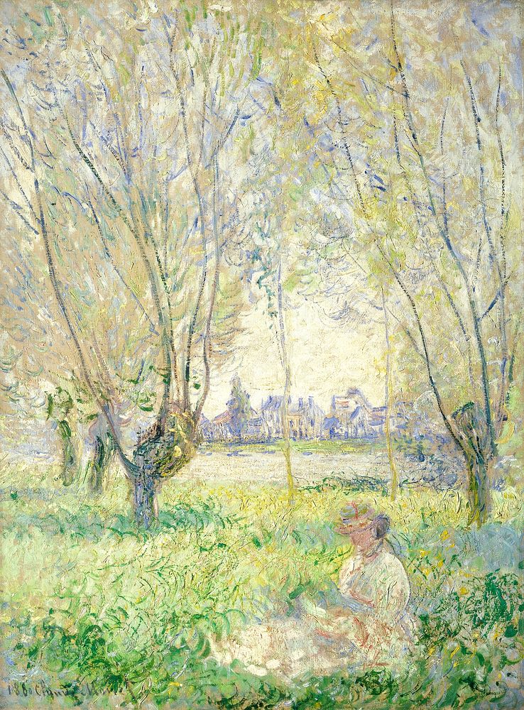 Woman Seated under the Willows (1880) by Claude Monet. Original from the National Gallery of Art. Digitally enhanced by…