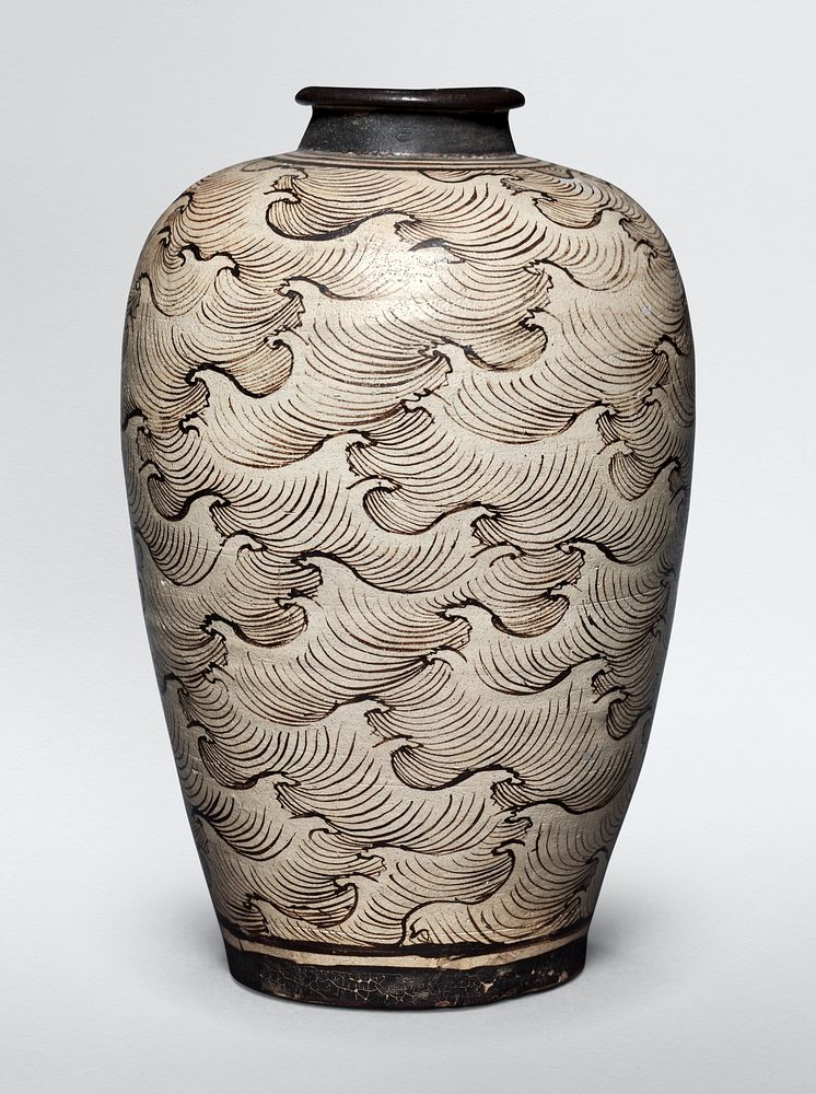 Chinese Vase (Meiping) with Waves (1200s&ndash;1300s) Original from The Cleveland Museum of Art. Digitally enhanced by…