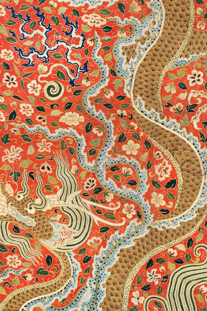 Vintage chinese dragon pattern background, featuring public domain artworks