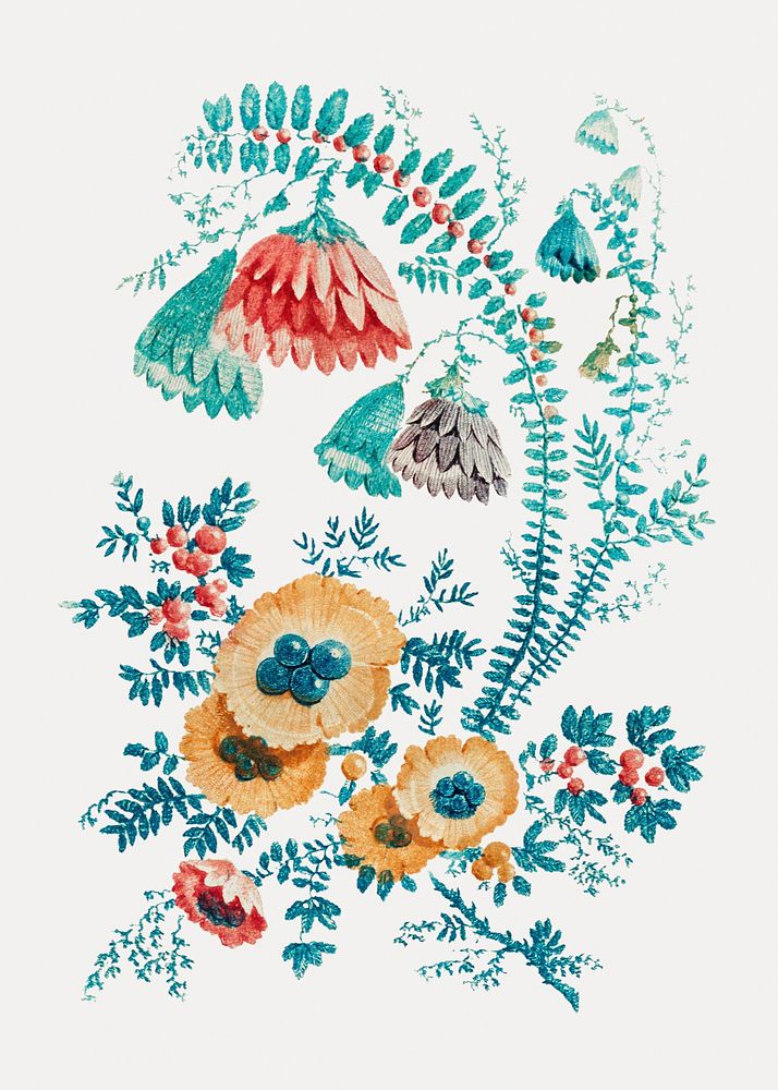 Fantastic flower motif from "Nouvelle Suitte de Cahiers de fleurs id&eacute;ales" by Jean&ndash;Baptiste Pillement…