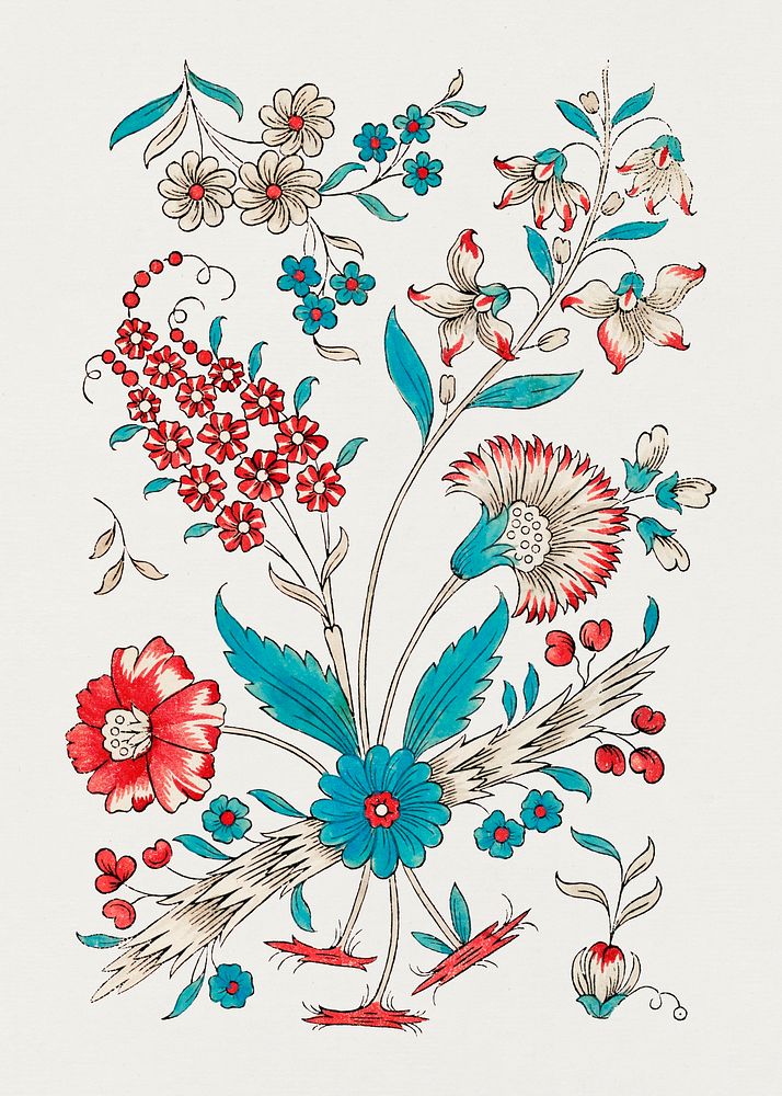 Flower Woodcut during the 19th century. Original from The Smithsonian. Digitally enhanced by rawpixel.