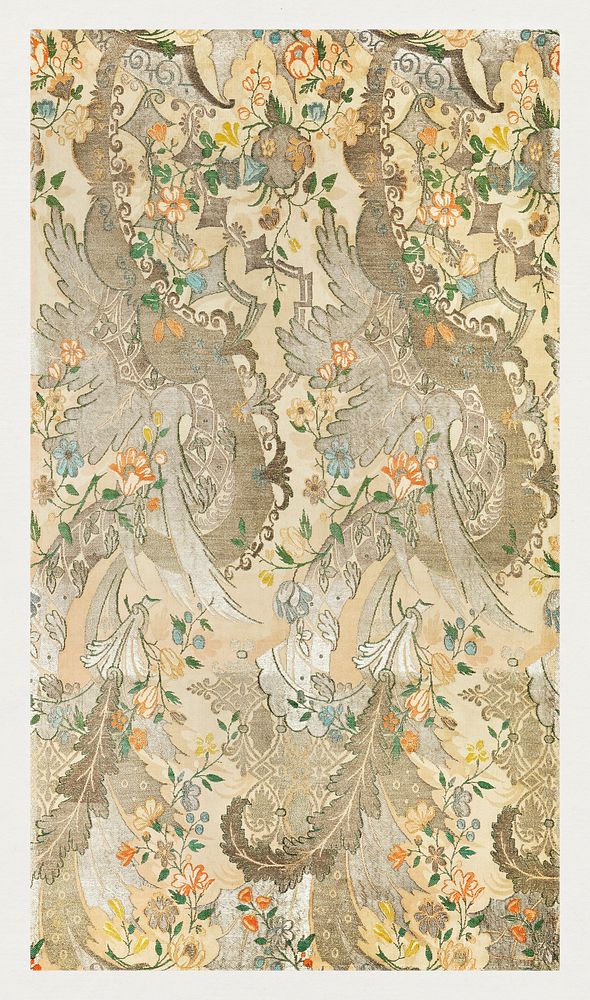 Floral print textile (1712&ndash;1731). Original from the Los Angeles County Museum of Art. Digitally enhanced by rawpixel.