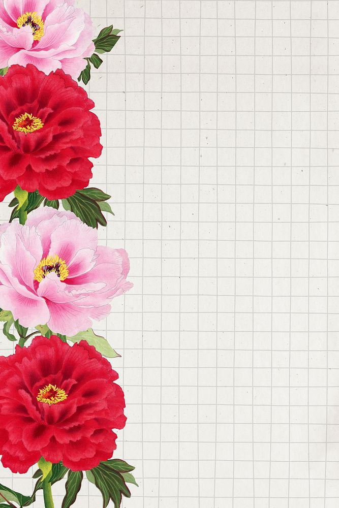 Peony flower background, Japanese art graphic psd