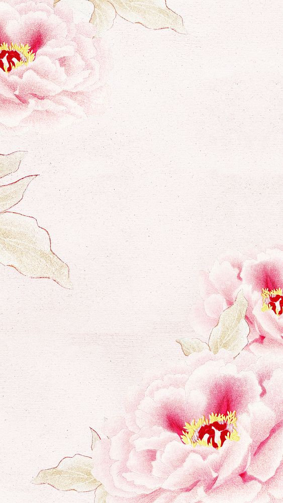Peony flower phone wallpaper, aesthetic vintage background