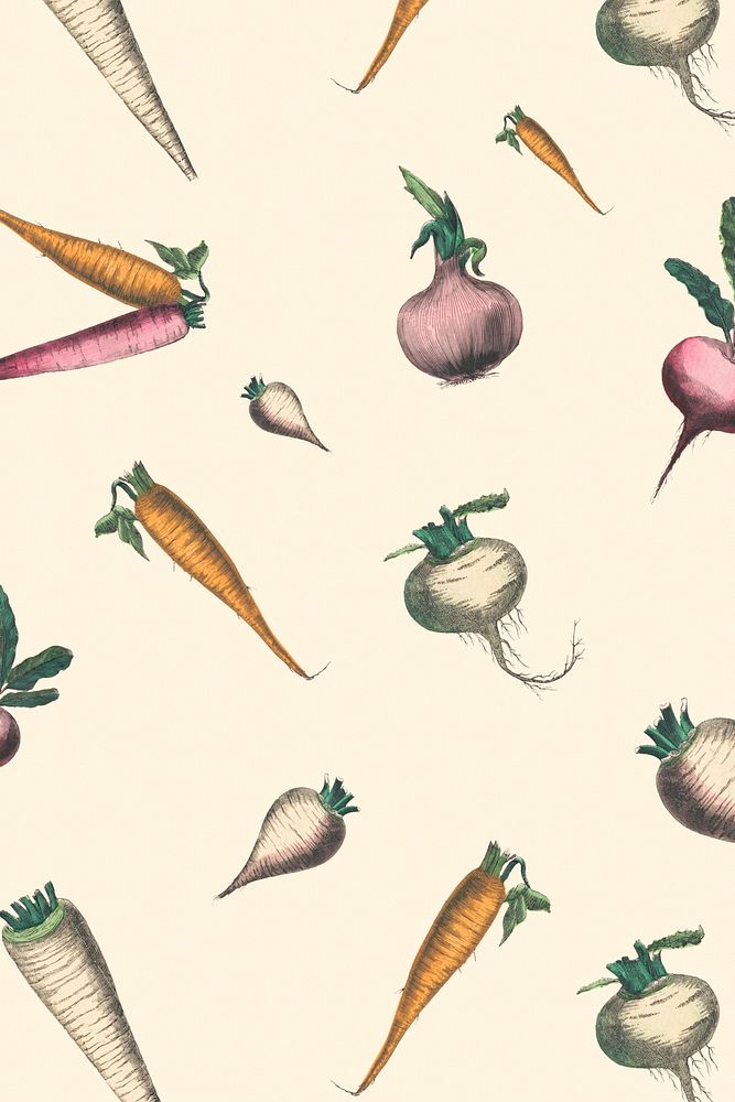 Root crops psd pattern background, remix from artworks by by Marcius Willson and N.A. Calkins
