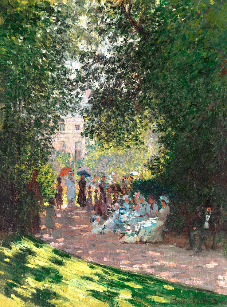 The Parc Monceau (1878) by Claude Monet, high resolution famous painting. Original from The MET. Digitally enhanced by…