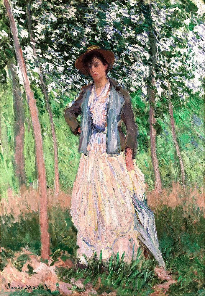 The Stroller (1887) by Claude Monet, high resolution famous painting. Original from The ME. Digitally enhanced by rawpixel.