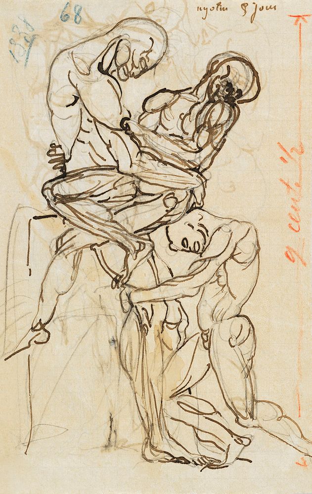 Naked men and woman in sex act, vintage nude illustration. Ugolino and his Sons (1880&ndash;85) by Auguste Rodin. Original…