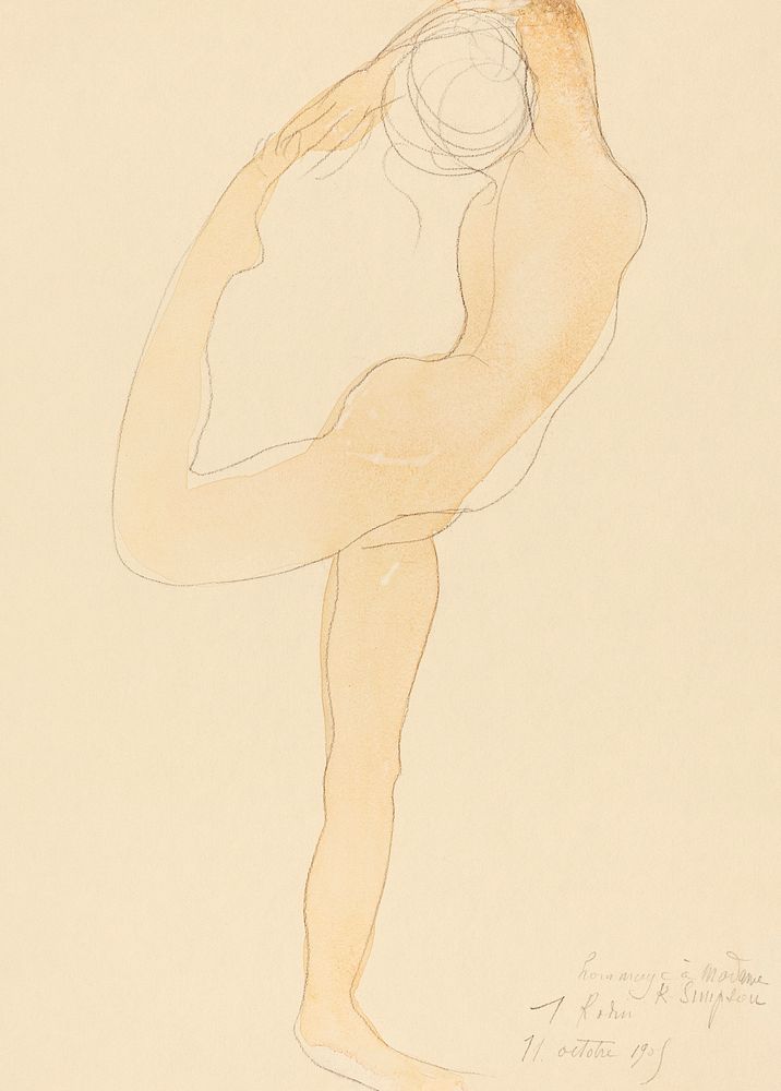 Naked woman dancing, vintage nude illustration. Dancing Figure (1905) by Auguste Rodin. Original from The National Gallery…