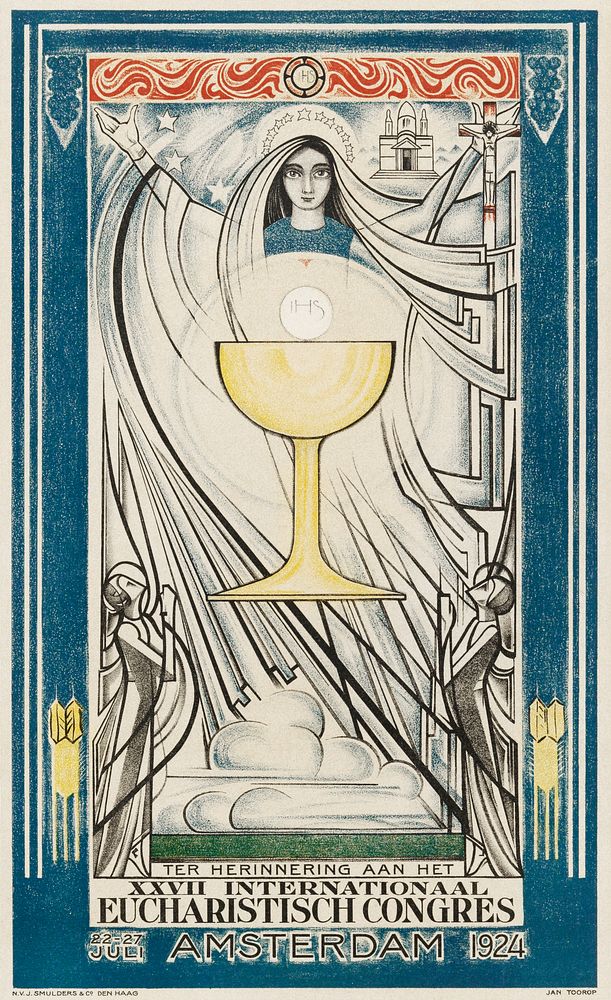 Poster for the International Eucharistic Congress (1924) by Jan Toorop. Original from The Rijksmuseum. Digitally enhanced by…