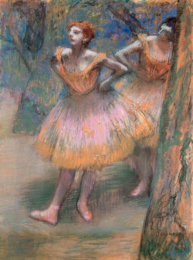 Two Dancers (1893&ndash;1898) painting in high resolution by the famous Edgar Degas. Original from the Art Institute of…