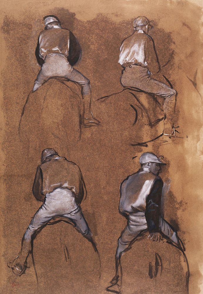 Four Studies of a Jockey (1866) drawing in high resolution by Edgar Degas. Original from The Art Institute of Chicago.…
