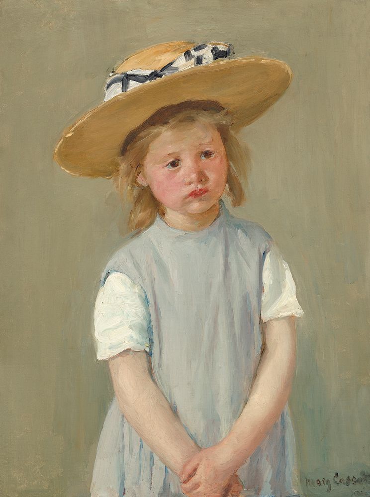 Child in a Straw Hat (1886) by Mary Cassatt. Original portrait painting from The National Gallery of Art. Digitally enhanced…