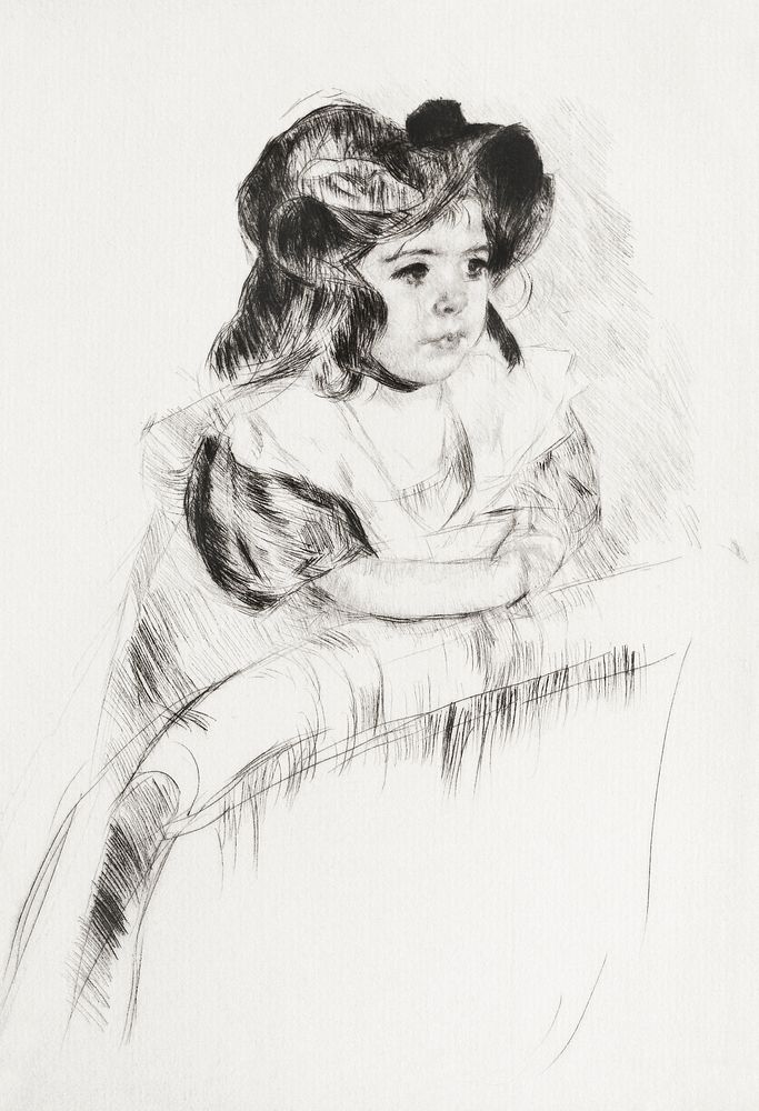 Margot, Resting Arms on Back of Armchair (1903) by Mary Cassatt. Original portrait drawing from The Art Institute of…