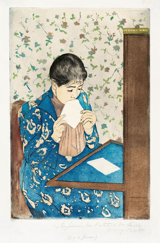 The Letter (1890&ndash;1891) by Mary Cassatt. Original woman portrait painting from The National Gallery of Art. Digitally…