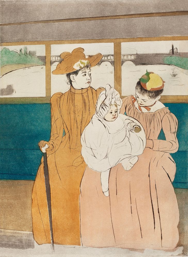 In the Omnibus (1890-1891) by Mary Cassatt. Original portrait painting from The National Gallery of Art. Digitally enhanced…