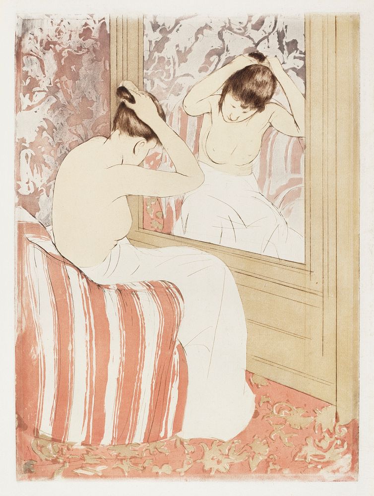 The Coiffure (1890&ndash;1891) by Mary Cassatt. Original woman portrait painting from The National Gallery of Art. Digitally…