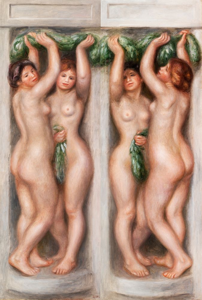 Caryatids (Cariatides); also called Deux baigneuses (panneau d&eacute;coratif) (1910) by Pierre-Auguste Renoir. Original…