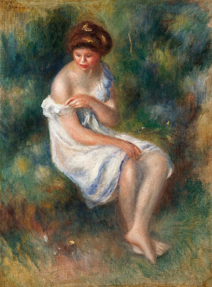 The Bather (1900) by Pierre-Auguste Renoir. Original from Yale University Art Gallery. Digitally enhanced by rawpixel.