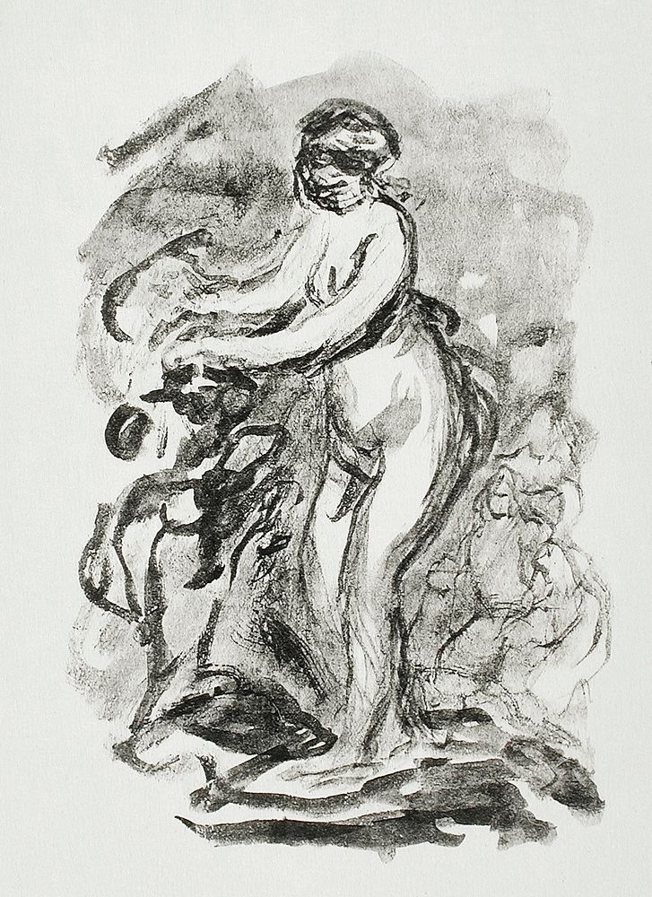 Femme au cep de vigne, premi&eacute;re variante (1904) by Pierre-Auguste Renoir. Original from The Los Angeles County Museum…