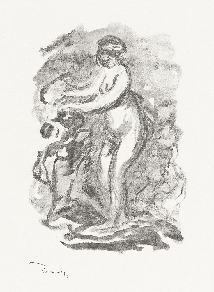 Woman with Grapevine, 1st variant (1904) by Pierre-Auguste Renoir. Original from The Art Institute of Chicago. Digitally…
