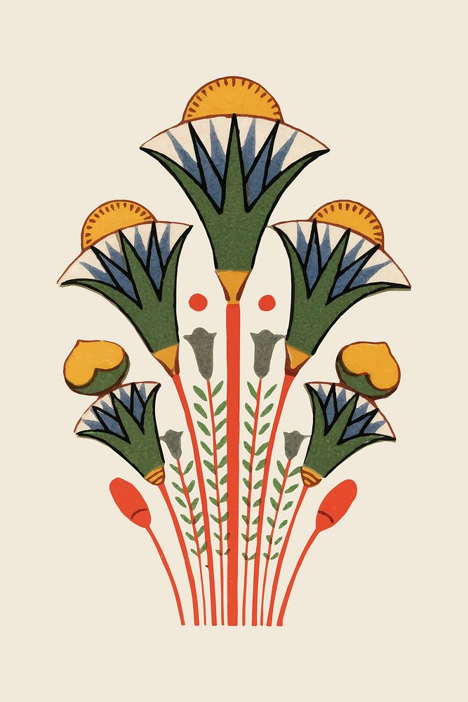 Antique flower Egyptian ornamental vector element illustration