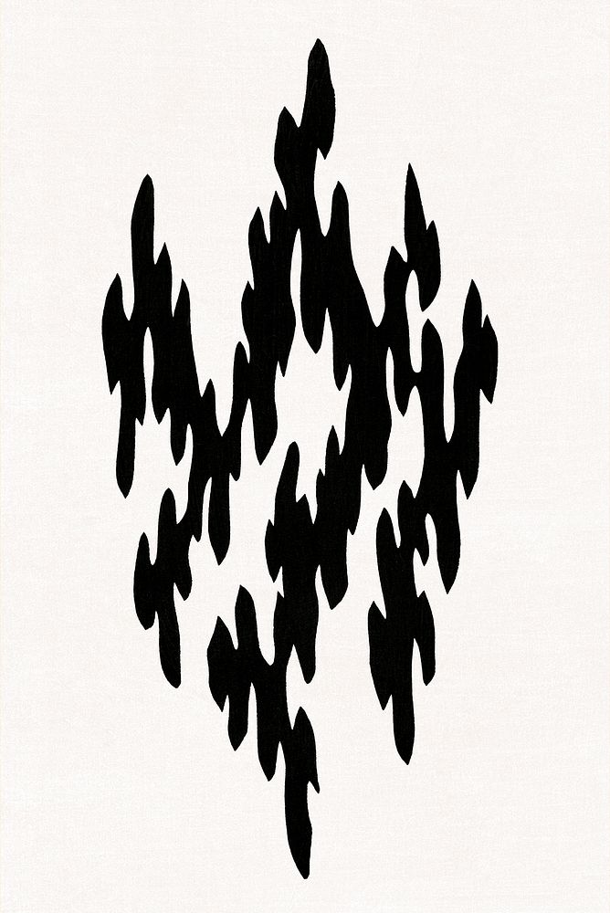 Japanese black kamon emblem element, remix of artwork by Watanabe Seitei