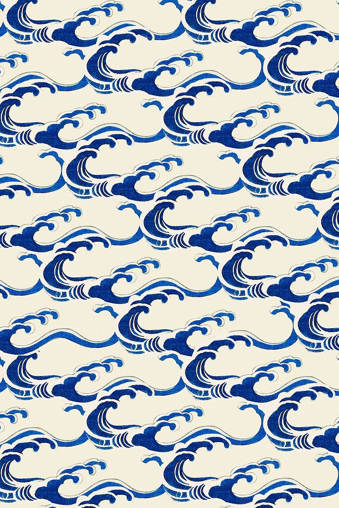 Traditional Japanese wave pattern psd, remix of artwork by Watanabe Seitei