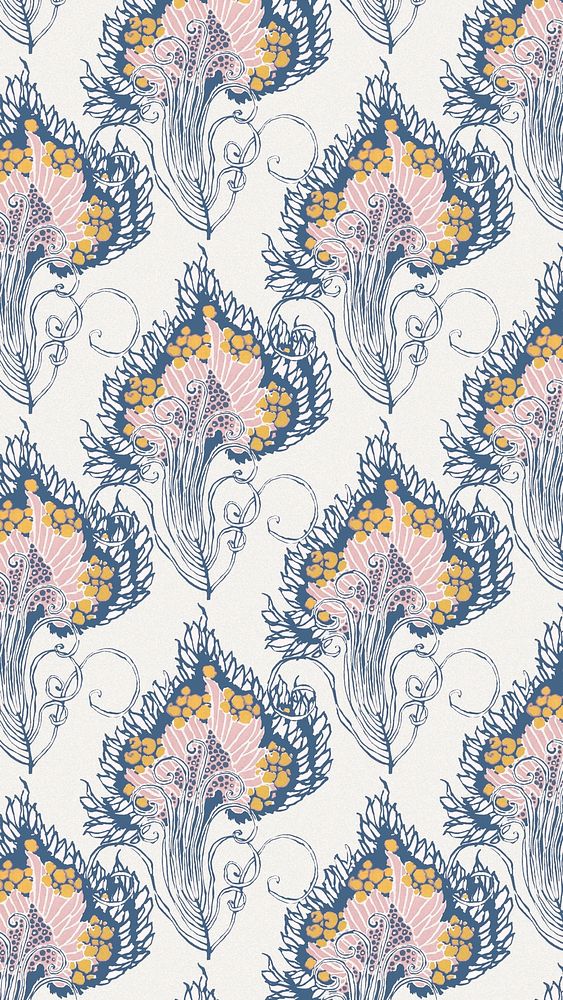 Botanical pattern Art Deco iPhone wallpaper background