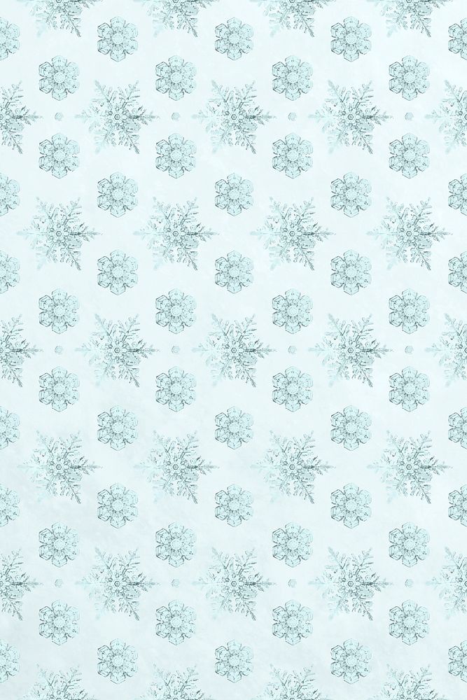 Season's greetings snowflake pattern background, remix of photography by Wilson Bentley
