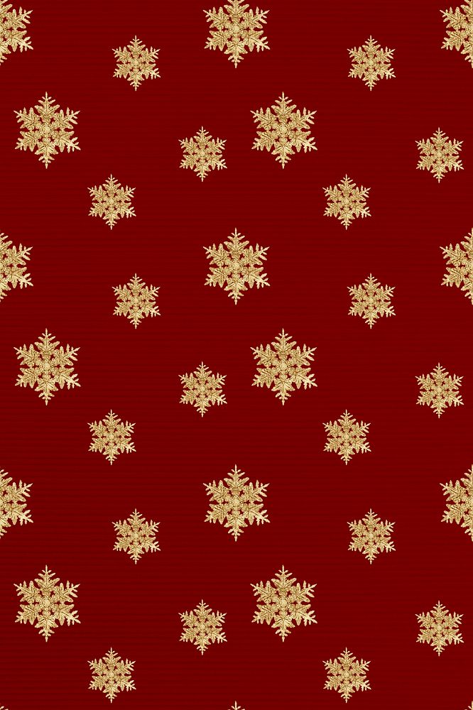 Red Christmas psd snowflake pattern background, remix of photography by Wilson Bentley