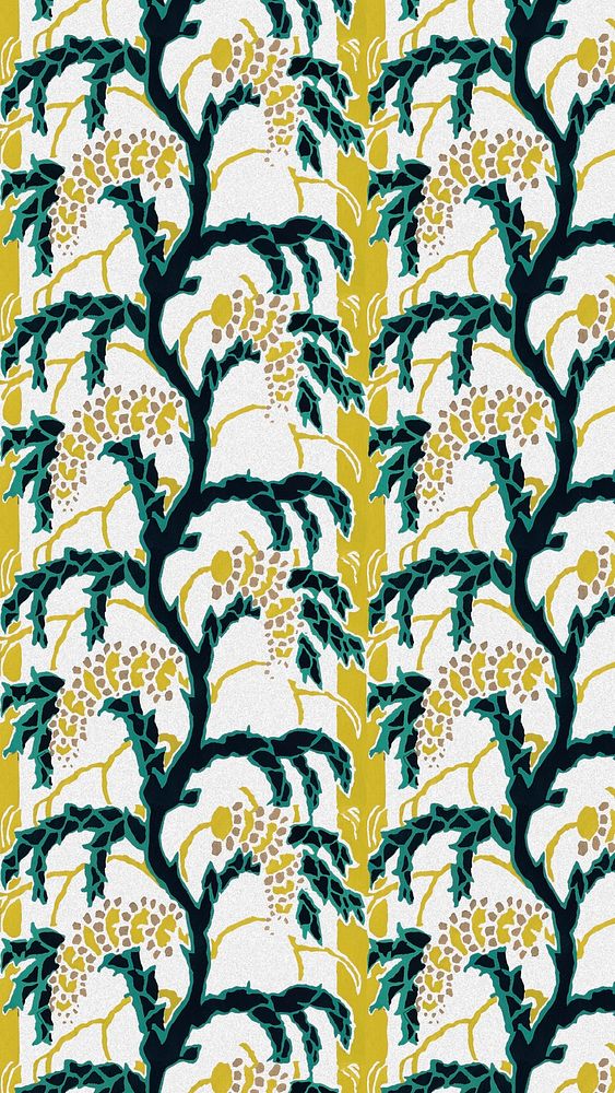 Vintage flower pattern wallpaper, Art Deco botanical background