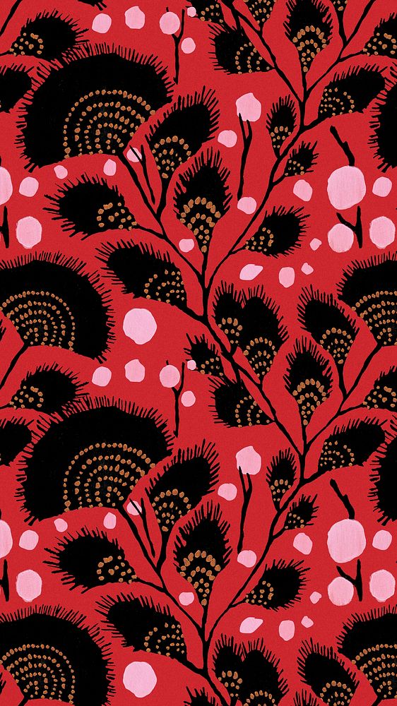 Aesthetic flower pattern iPhone wallpaper, Art Nouveau botanical background