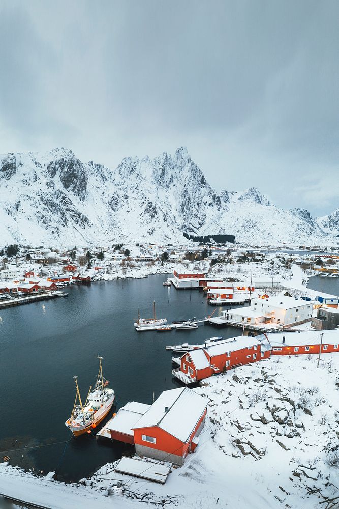 Small fishing village at Lofoten, Norway