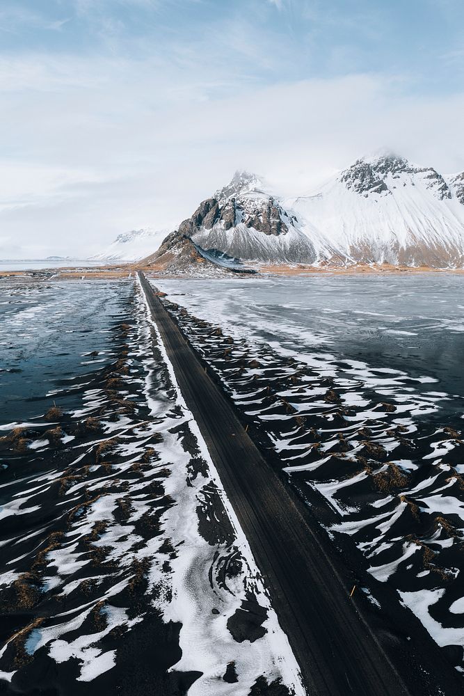 Road through Stokksnes on Iceland