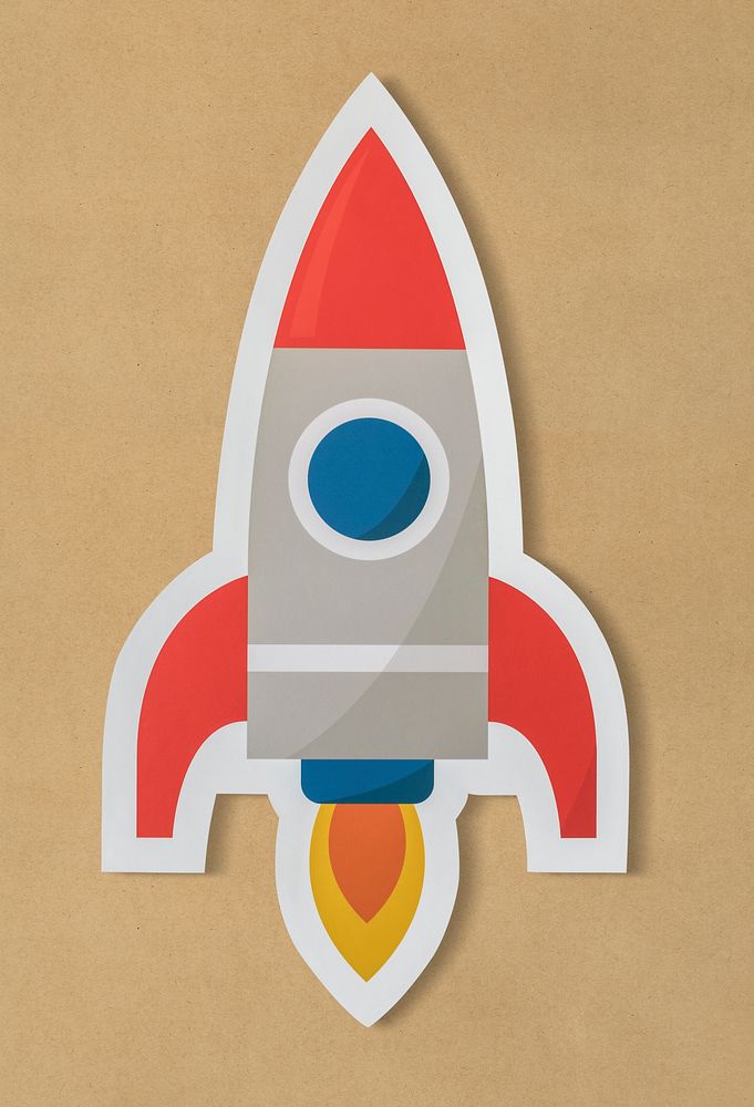 Business launching rocket ship icon