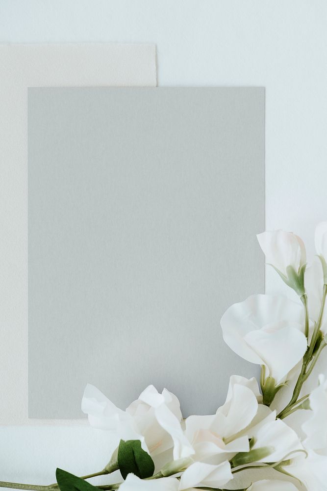 Blank gray card with sweet pea template mockup