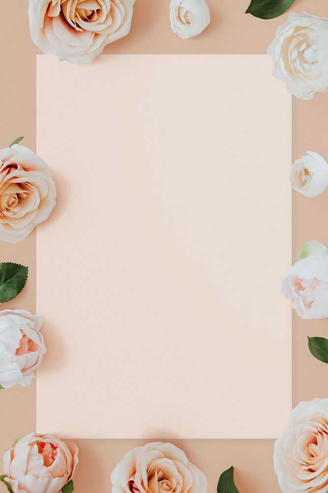 Blank card on flowers template mockup