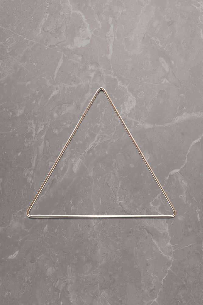 Triangle gold frame on brown marble texture background