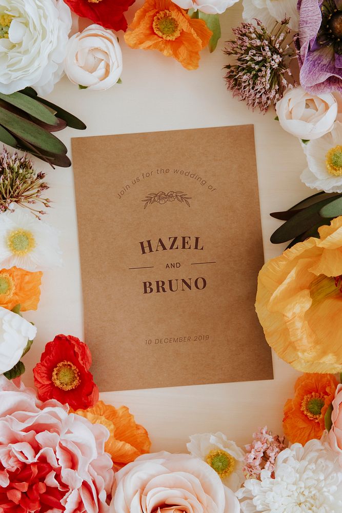 Botanical wedding invitation card