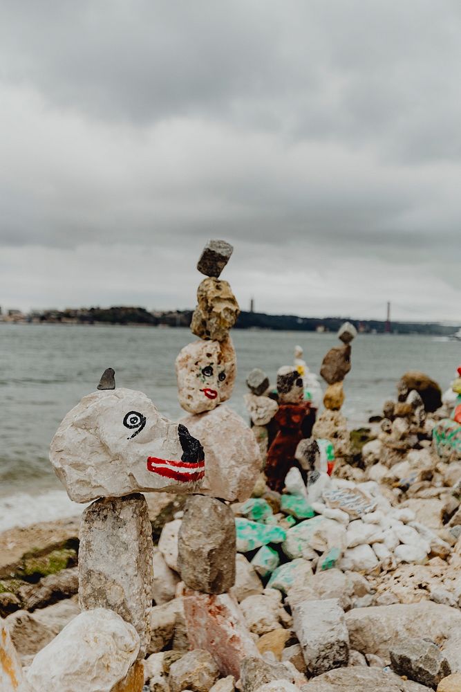 Stone art creations by the coastline Premium Photo rawpixel